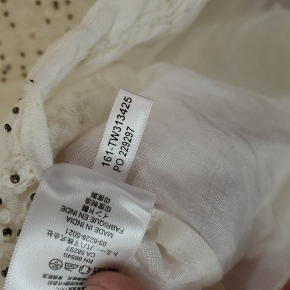 Tommy Bahama Beaded Ivory Ramie Tank Top Size Large Summer Resortwear Keyhole - Picture 6 of 11